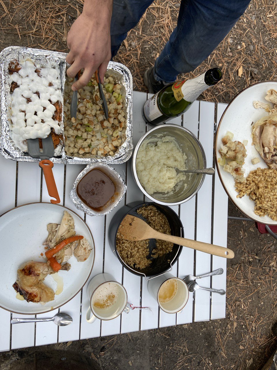 Camping Thanksgiving feast