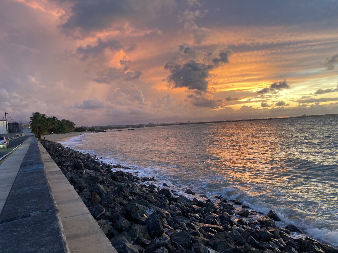 A sunset over playa electrico, a beach west of San Juan
